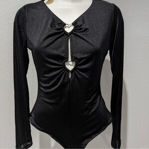 NWT Guess Bodysuit with heart cutout details, long sleeves